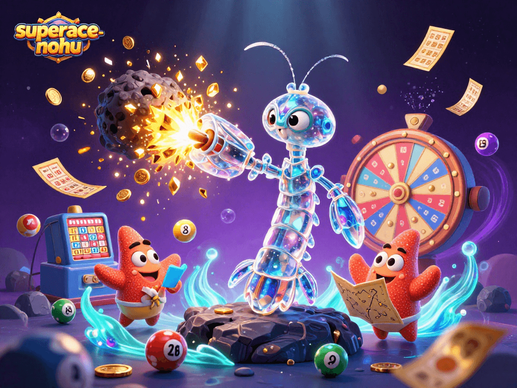 Spin and win at superace-nohu with vibrant slots, exploding gems, and festive casino elements.