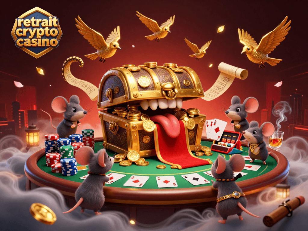 Explorez le retrait crypto casino avec des illustrations riches et dynamiques capturant l'excitation du jeu.