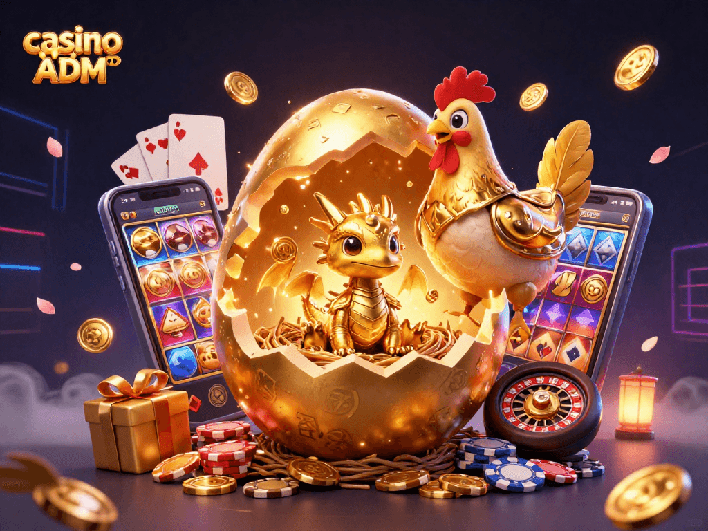 Scopri il mondo dei giochi casino non ADM con un drago d'oro e fiches di poker.