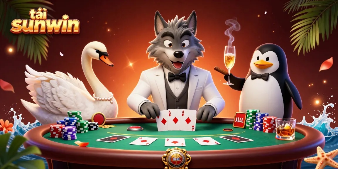Play and win big with tải sunwin in a vibrant casino scene featuring unique characters.