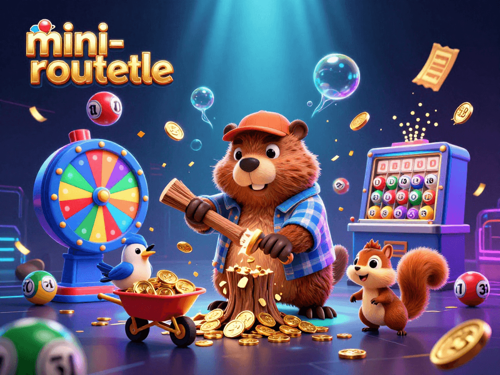 Engage with mini-roulette through this vibrant scene of cartoon characters collecting coins in a lively casino atmosphere.