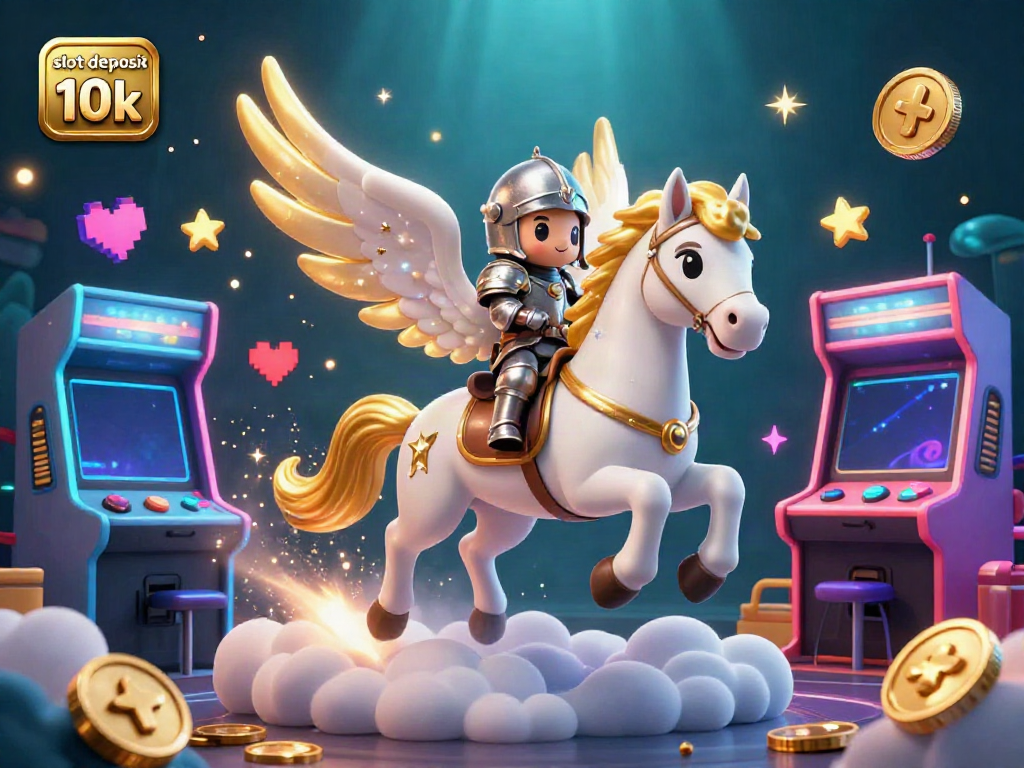 Experience the thrill of the slot deposit 10k with a celestial knight winning in a vibrant casino.