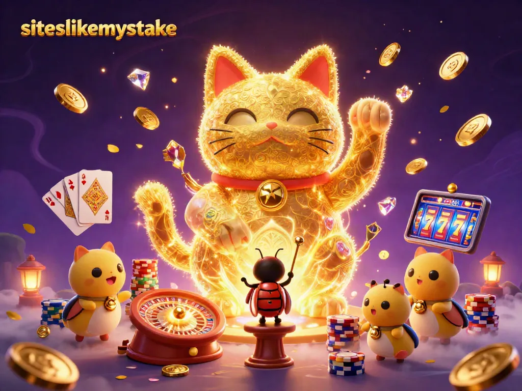 Spin the reels and explore siteslikemystake with colorful casino symbols coming to life in this vibrant illustration.