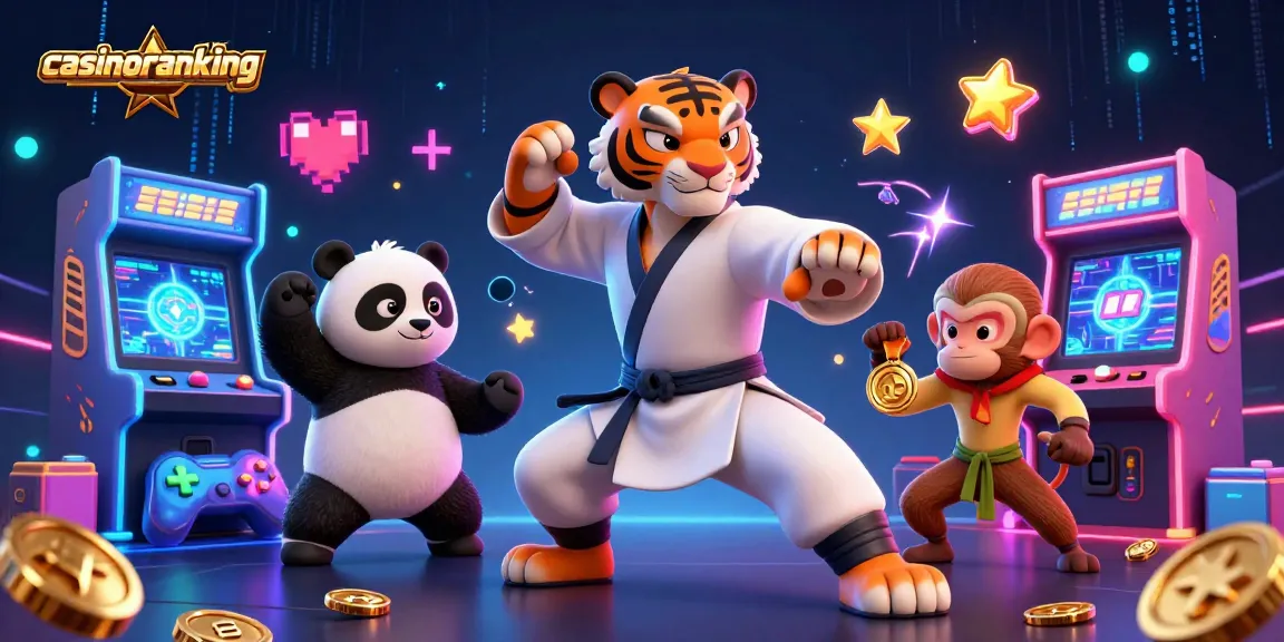 Experience casinoranking's dynamic casino energy with cartoon characters engaging in vibrant gaming action.