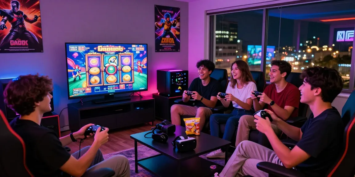 Engaging group of friends playing slot gacor online, showcasing excitement and community in gaming.