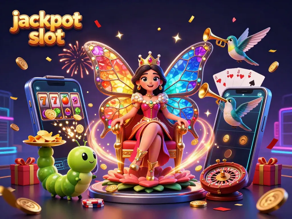 Experience the thrill of jackpot slot games with vibrant casino elements and captivating characters.