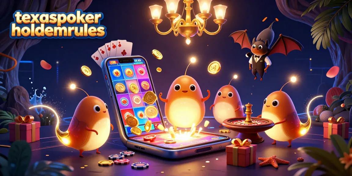 Experience the vibrant world of texaspokerholdemrules with a lively casino scene featuring glowing creatures and poker elements.
