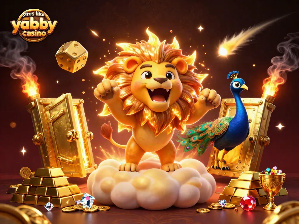 Experience thrilling wins at sites like yabby casino with vibrant casino elements and a celestial lion.