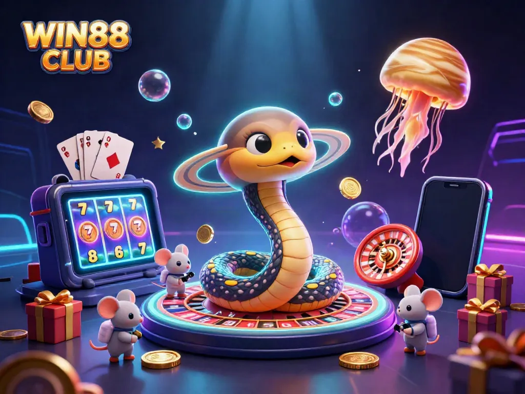 Experience thrilling gameplay with WIN88 CLUB featuring vibrant slots and cosmic characters.