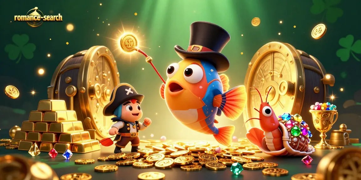 Win big with romance-search as the anglerfish attracts gold coins in this vibrant casino scene.