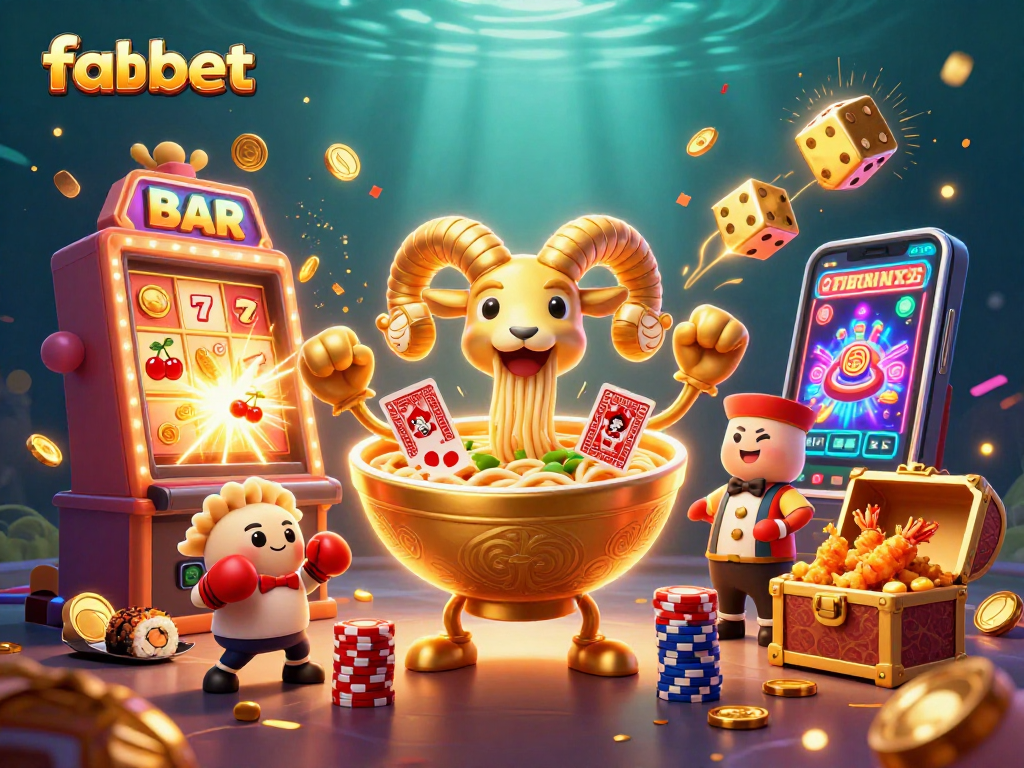 Engage with fabet's vibrant online gaming world featuring 3D characters and a jackpot explosion.