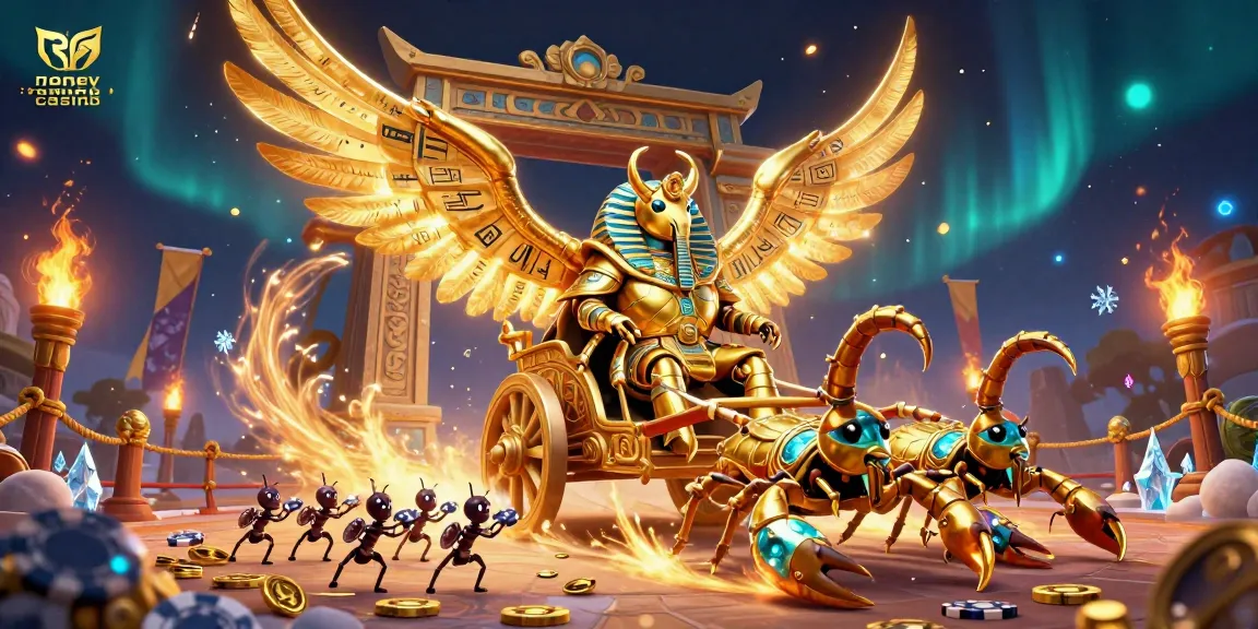 Experience the allure of a real money online casino featuring a golden scarab and dynamic elements.