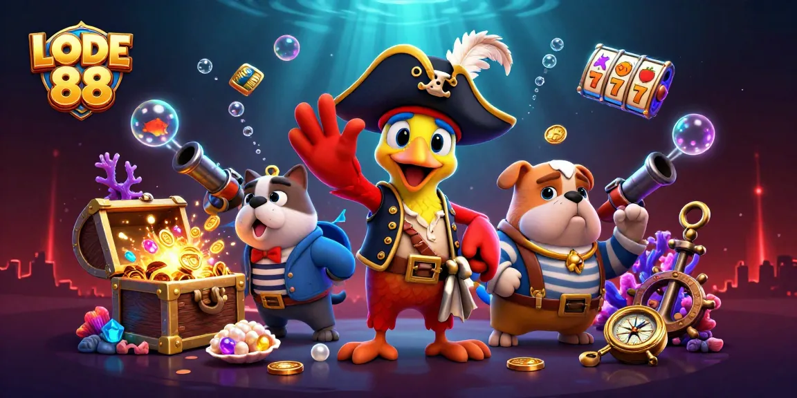 Engage with LODE 88's thrilling slots experience featuring a pirate captain and treasures!