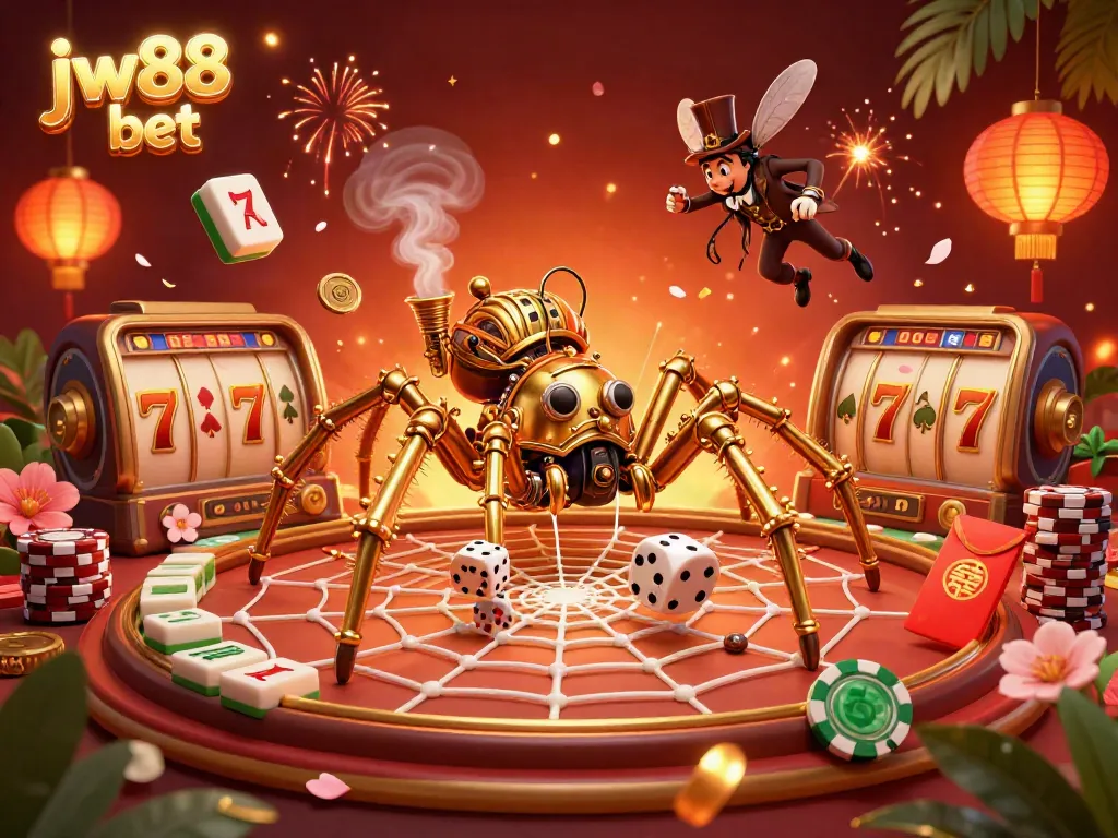 Join the fun at jw88 bet with dynamic steampunk-themed casino characters and vibrant slot games.