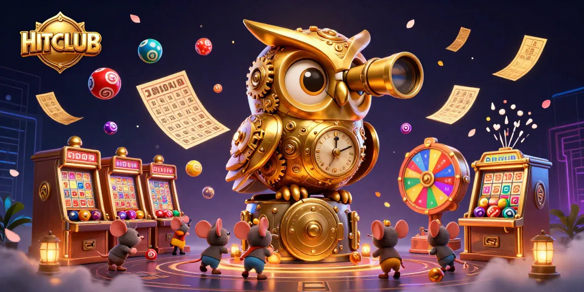 Experience the excitement at HITCLUB with a vibrant 3D casino scene filled with animated game elements.