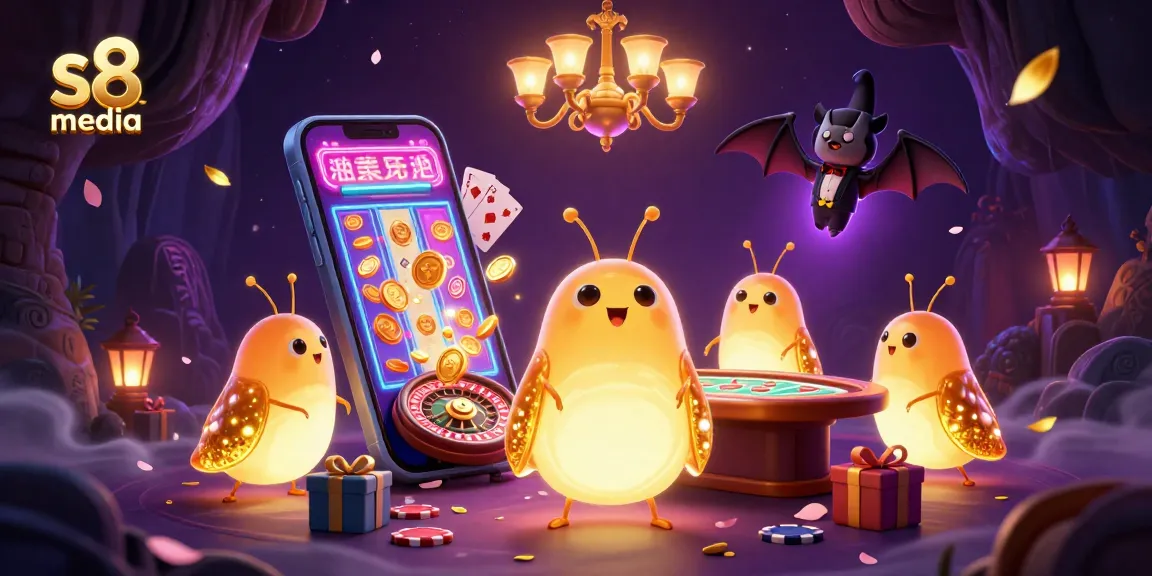 Experience excitement at s8 media's vibrant casino scene with captivating glowworm characters.