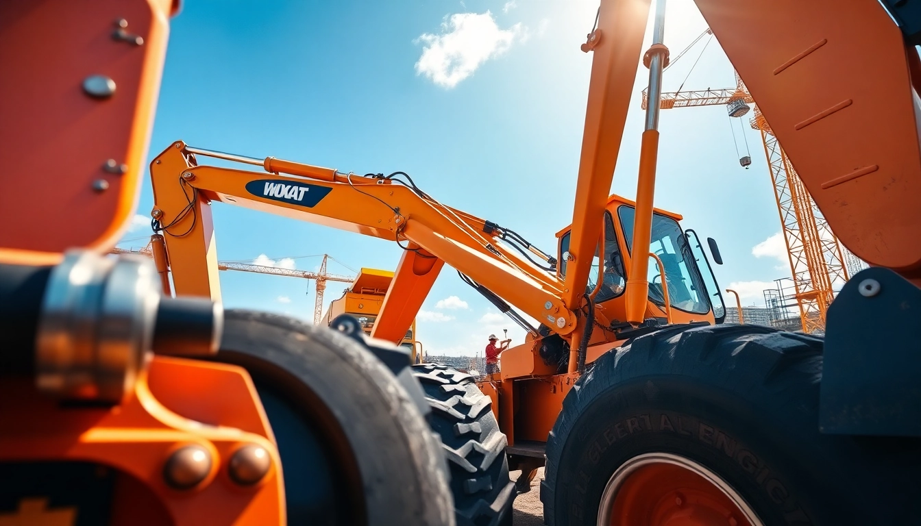 Explore the powerful gradall excavator operating on a construction site with a telescoping boom.