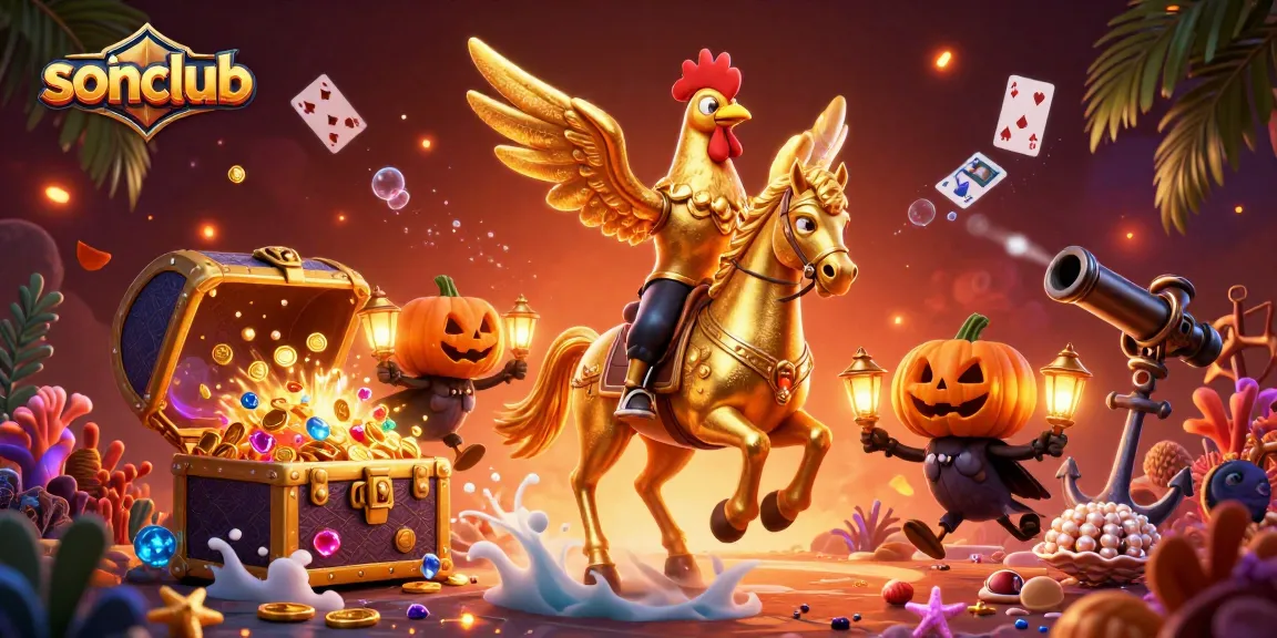 Experience the thrill of sonclub in a vibrant casino scene filled with gold coins, joyous gaming, and adventure.
