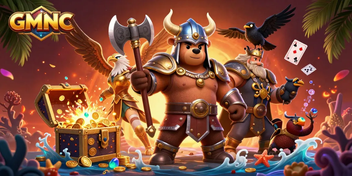 Join the excitement with GMNC as the Viking bear and Valkyrie eagle engage in thrilling casino adventures.
