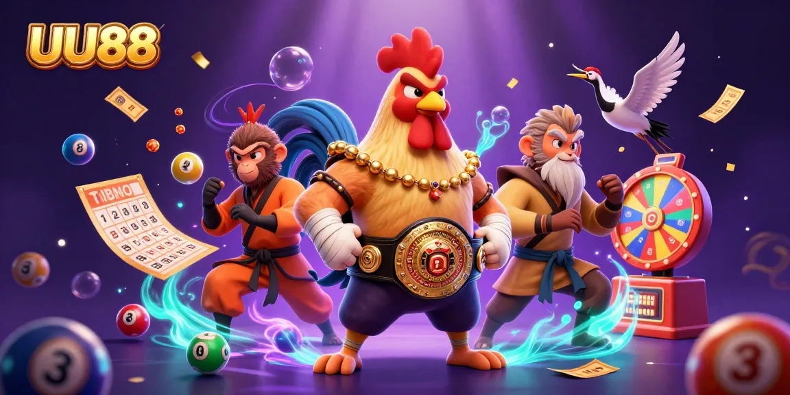 Experience thrilling jackpots at UU88 with lively characters and exciting lottery actions in a colorful 3D scene.