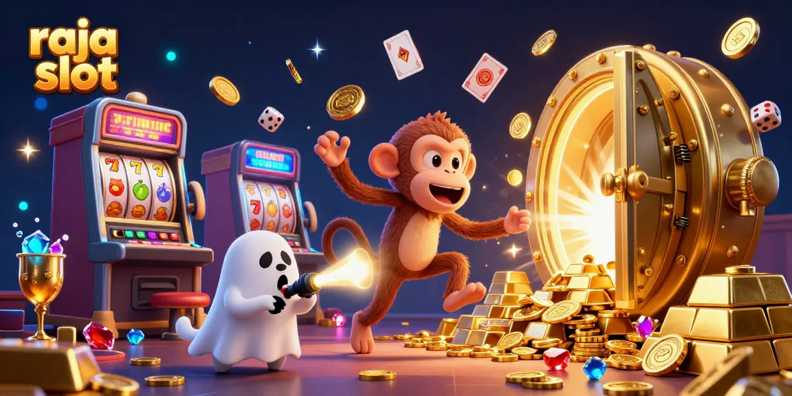 Bermain raja slot di kasino menampilkan koin emas dan simbol keberuntungan yang memikat.