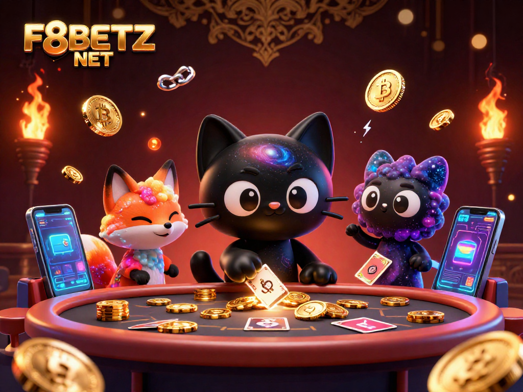 Win big with F8BETZ NET in a vibrant cosmic casino filled with gold and crypto!