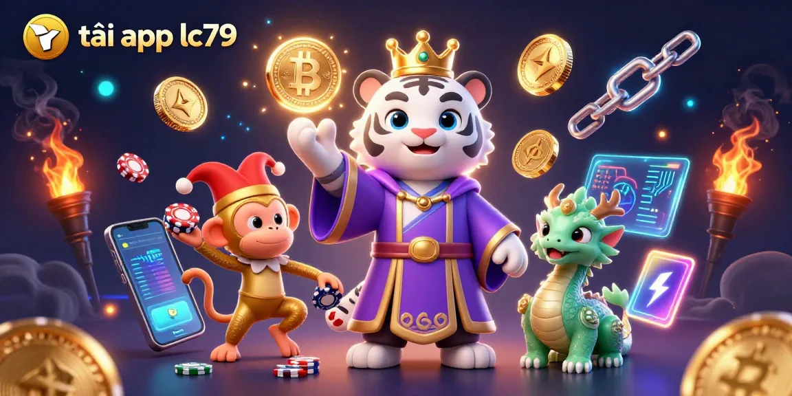 Trải nghiệm tải app lc79 với hổ trắng, khỉ vàng và rồng ngọc trong một bối cảnh sòng bạc sống động.