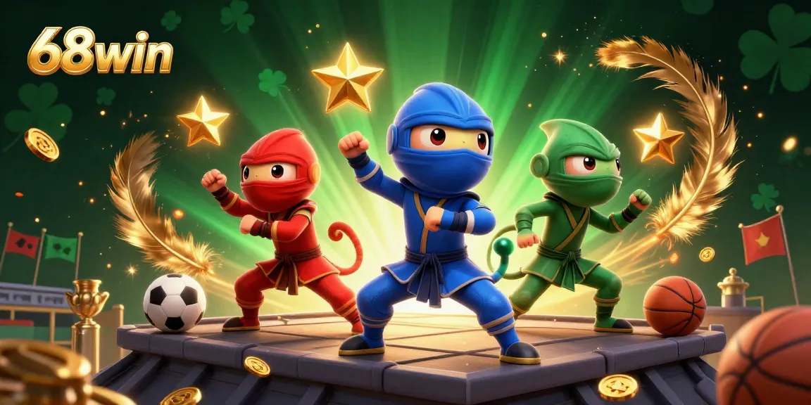 Experience thrilling moments with 68win as the chameleon ninjas showcase their synchronized martial arts in a vibrant casino atmosphere.