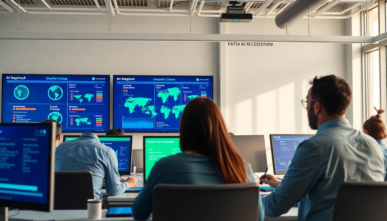 Streamline AI scheduling with time zones, showcasing teamwork in a diverse, tech-focused environment.