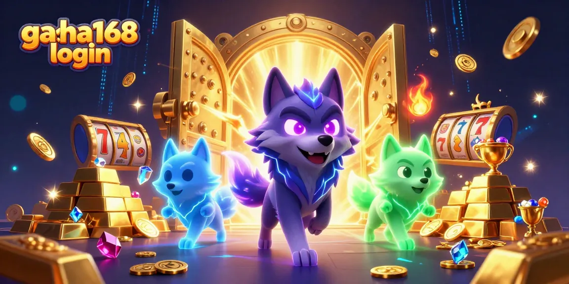 Join the excitement of gacha168 login with spectral wolves and treasure in a dynamic casino scene.