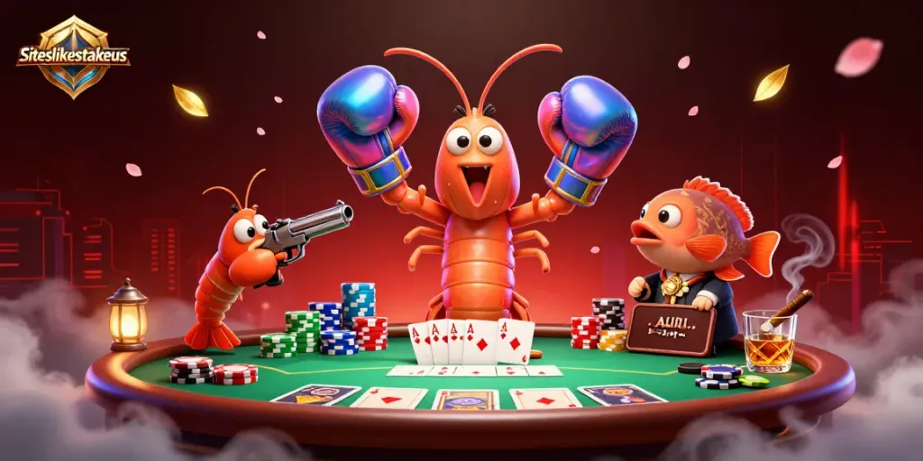Engage with thrill at siteslikestakeus while playing poker with vibrant characters and casino elements.