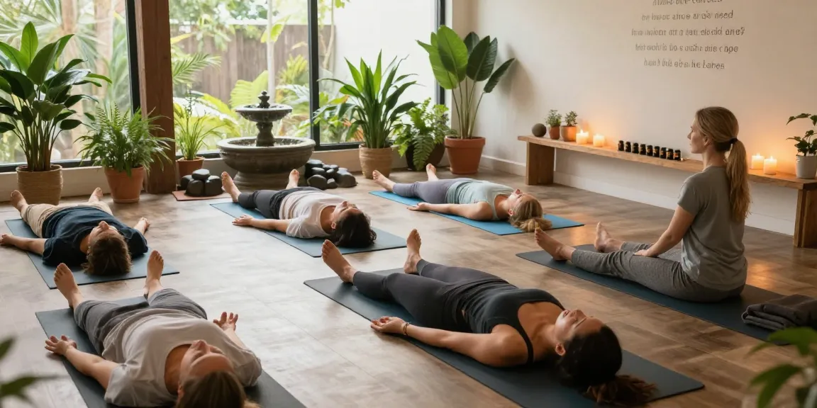 Engaging wellness retreat session featuring diverse participants practicing yoga surrounded by serene natural elements.