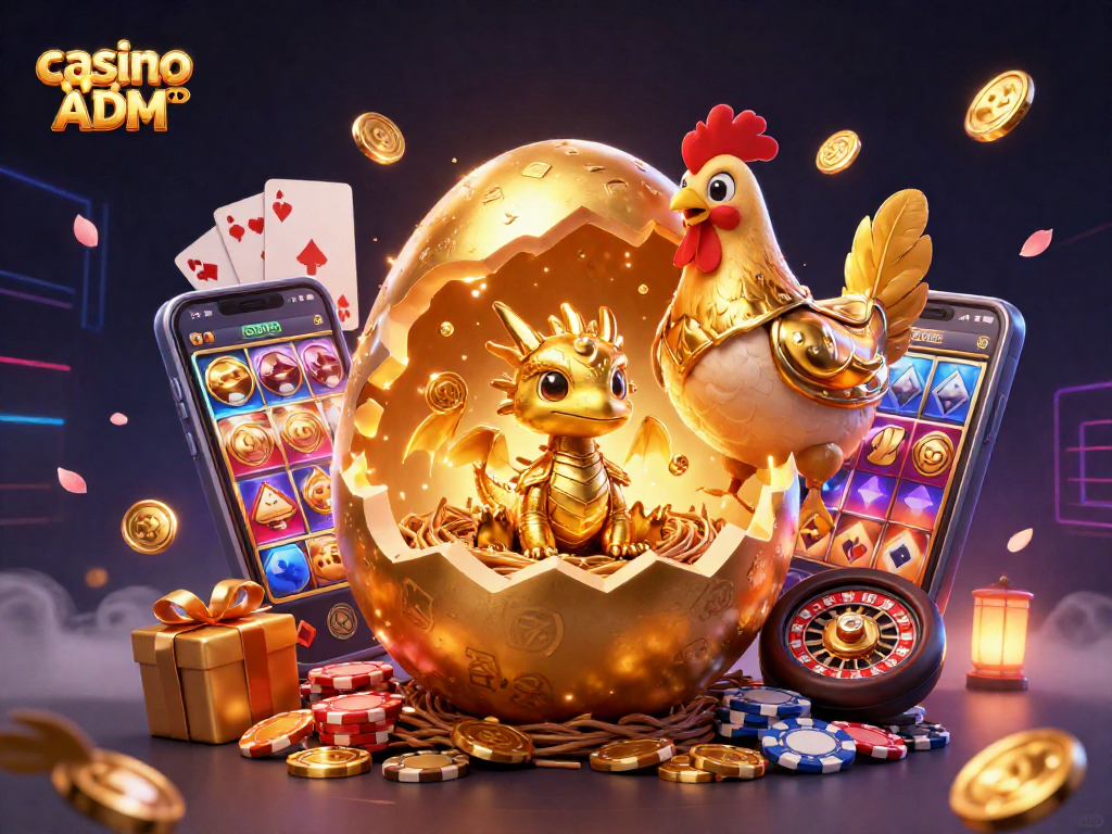 Scopri il mondo dei giochi casino non ADM con un drago d'oro e fiches di poker.