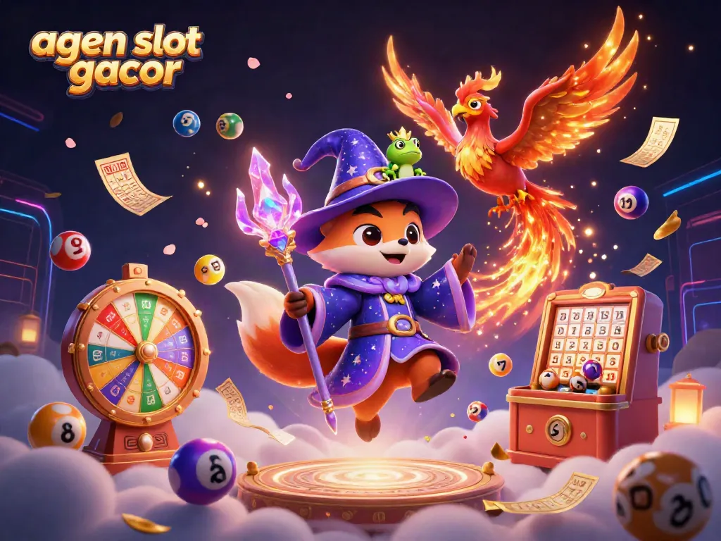 Engage with the actie agents of agen slot gacor in this vibrant 3D casino illustration featuring magical characters.