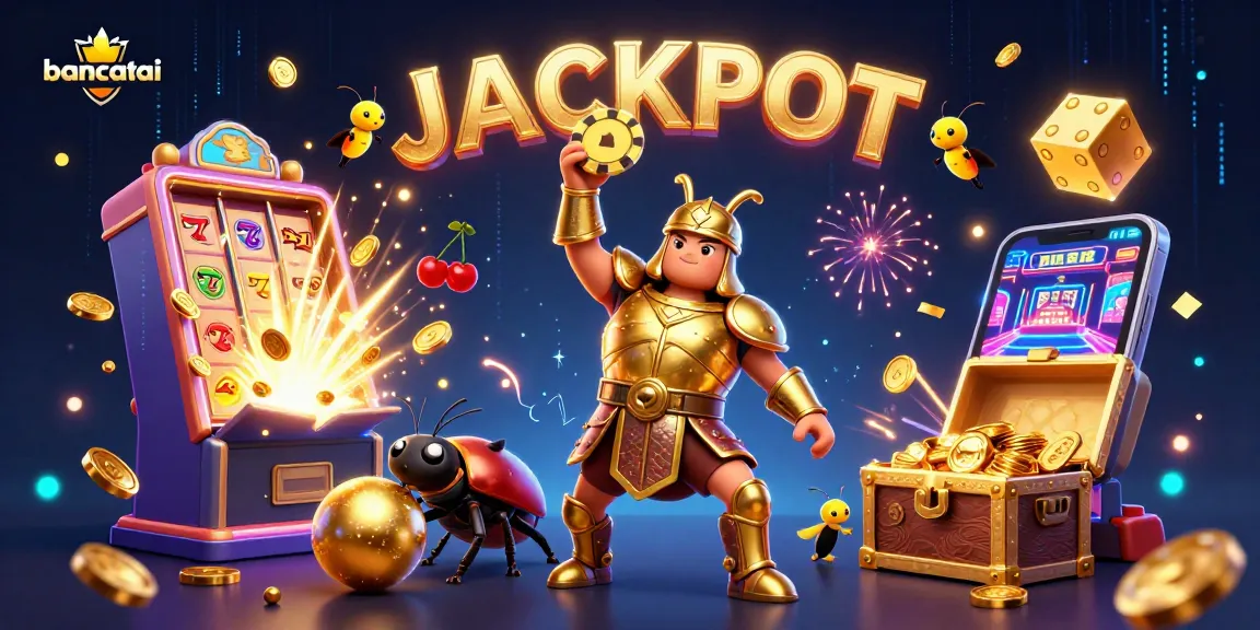 Play and win big with bancatai in this vibrant casino-themed cartoon illustration!