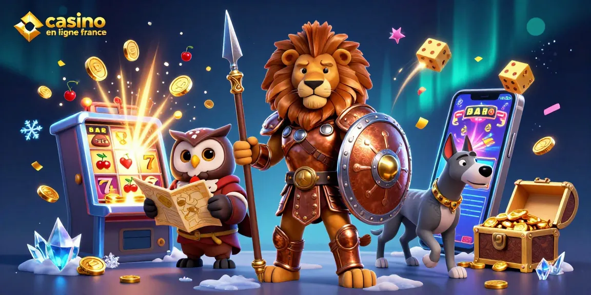Plongée dans l'univers du casino en ligne France avec des personnages animés et des machines à sous éclatantes.