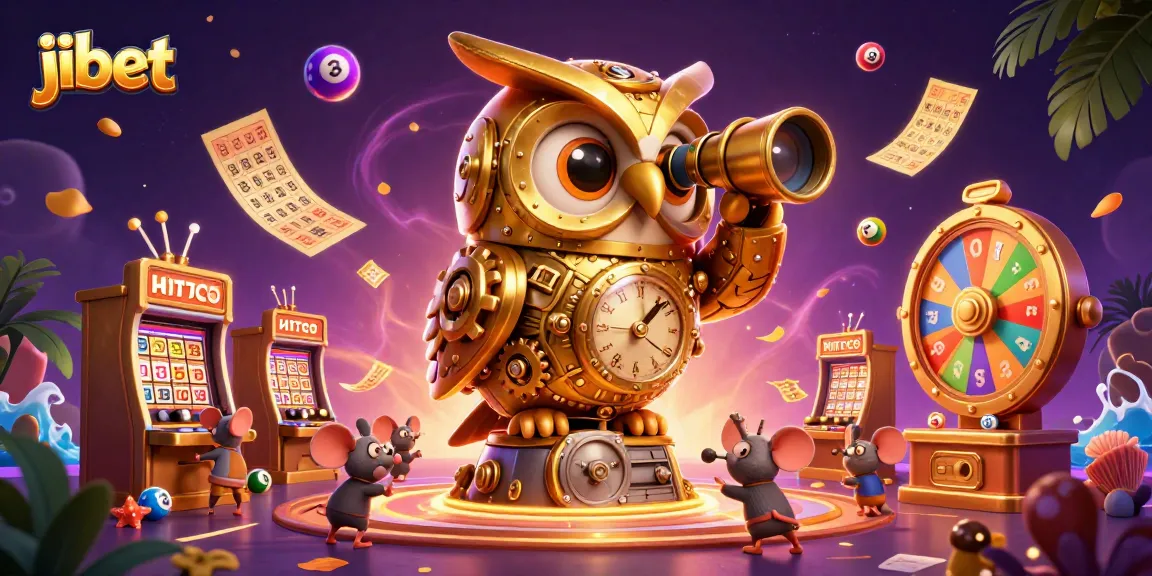 Engage with jibet's vibrant casino atmosphere featuring a golden owl, mice patrons, and lively gaming elements.