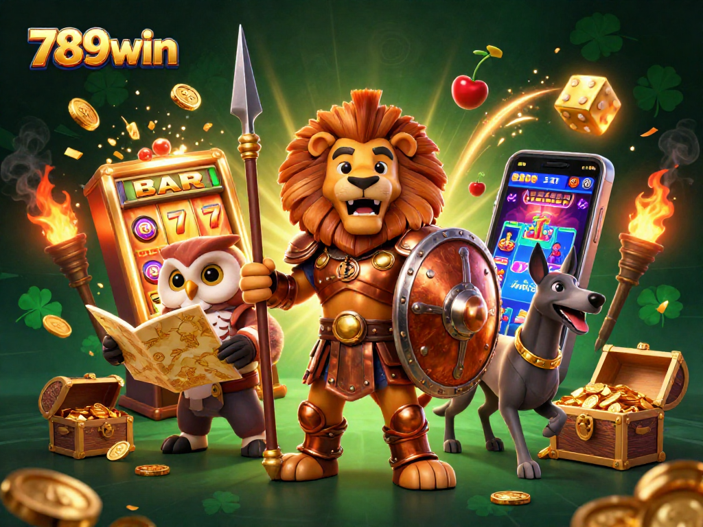 Experience thrilling wins at 789win with vibrant casino elements and dynamic characters in action.