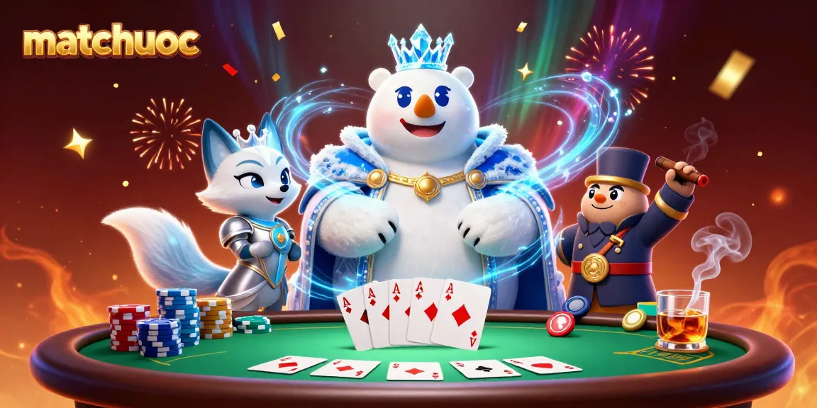 Engage with matchuoc's thrilling poker action featuring vibrant characters and game elements.