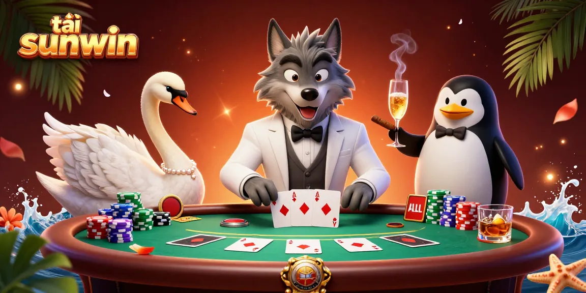 Play and win big with tải sunwin in a vibrant casino scene featuring unique characters.