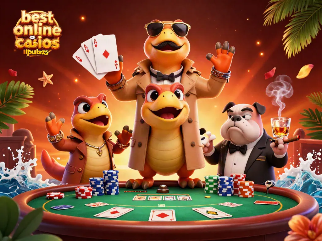 Win exciting prizes at the best online casinos like Pulsz with this dynamic casino scene illustration.
