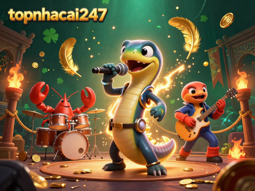 Catch the winning vibe with topnhacai247 as electric eel DJs and sea creatures jam in an underwater casino.