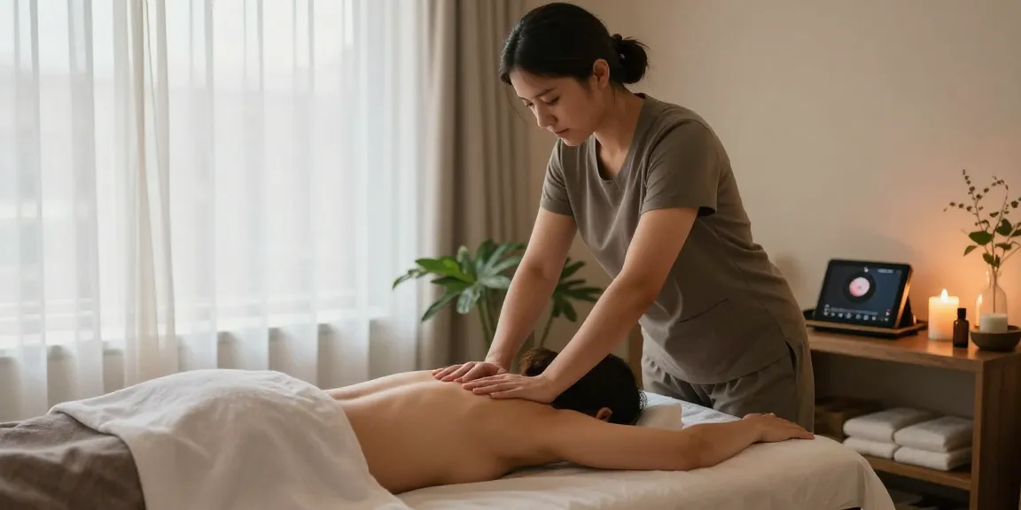 마사지로 긴장을 푸는 편안한 스웨디시 마사지 장면
