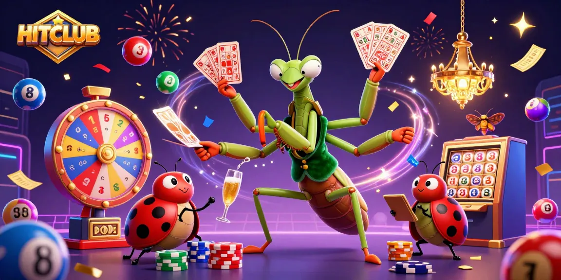 Experience HITCLUB excitement with this vibrant 3D casino illustration showcasing thrilling games and characters.