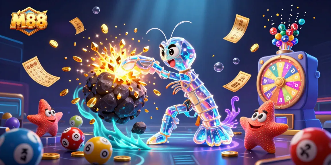 M88 offers a thrilling lottery experience with vibrant balls, golden gems, and dynamic gaming elements.