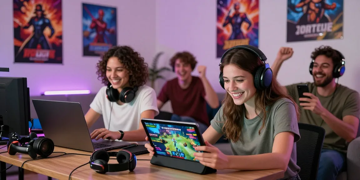 Engaged group playing exciting porn games online in a cozy living room.