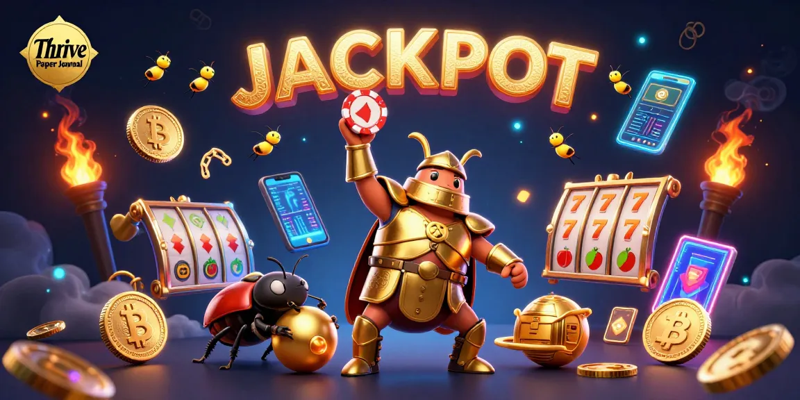 Experience the thrill of the Thrive Paper Journal featuring a victorious beetle in a casino scene.