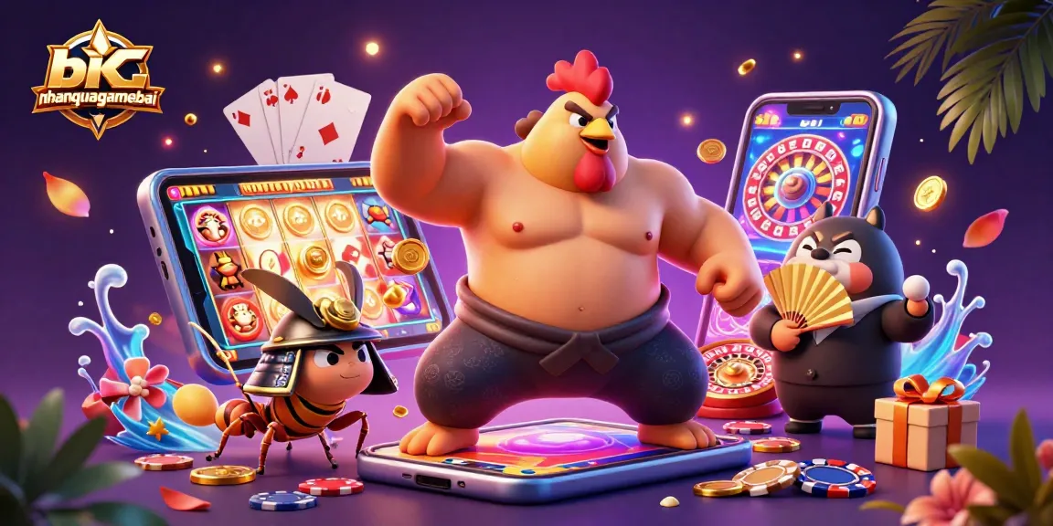 Unleash fun in the exciting nhanquagamebai universe with this dynamic 3D scene featuring gambling characters.