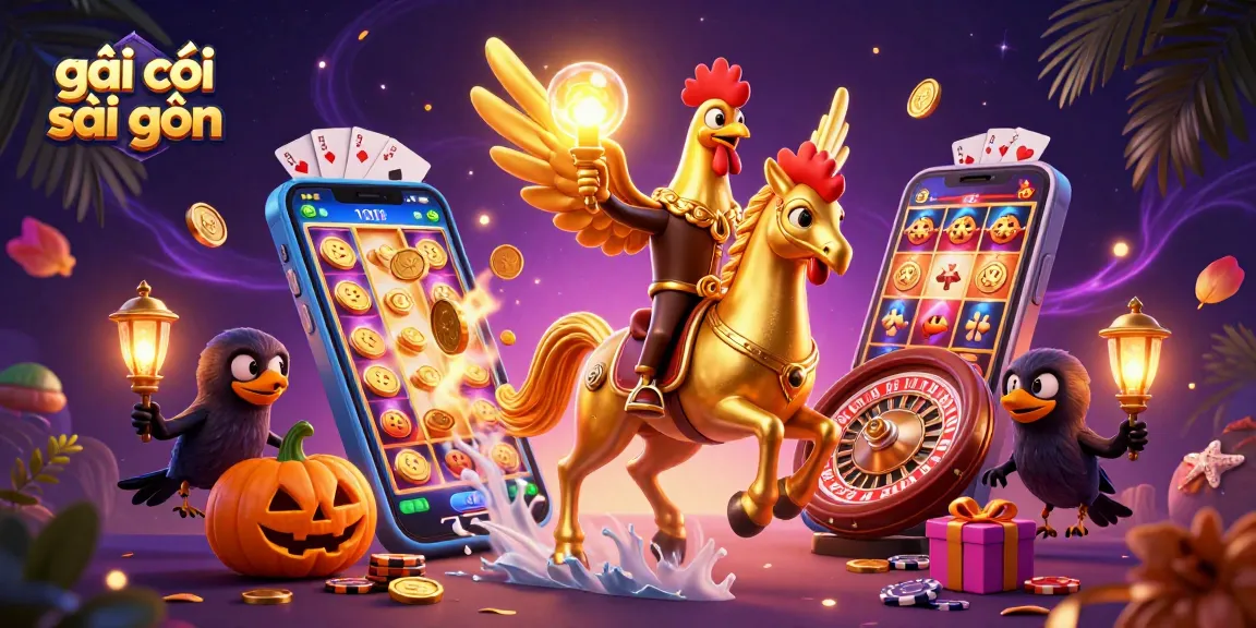Experience the thrill of chơi gái gọi sài gòn in a vibrant casino setting with golden rooster characters.