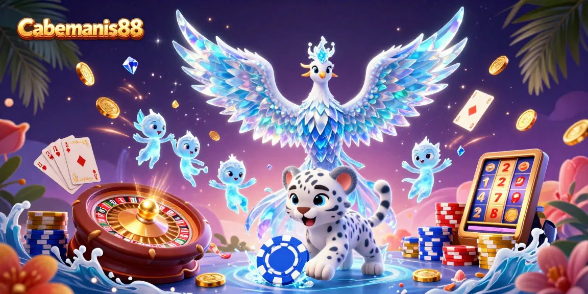 Experience thrilling gameplay at Cabemanis88 with a vibrant casino scene featuring crystal creatures and dynamic game elements.